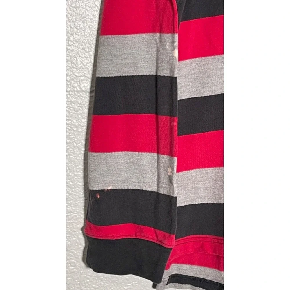 Vintage Ralph Lauren Polo Sport Rugby Shirt Men's‎ XL Striped Long Sleeve Stain